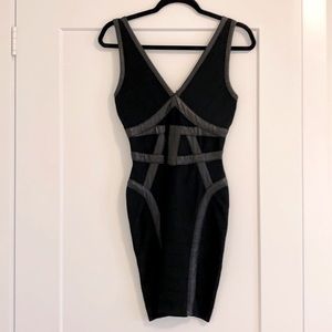 Bebe black low cut bandage dress size small